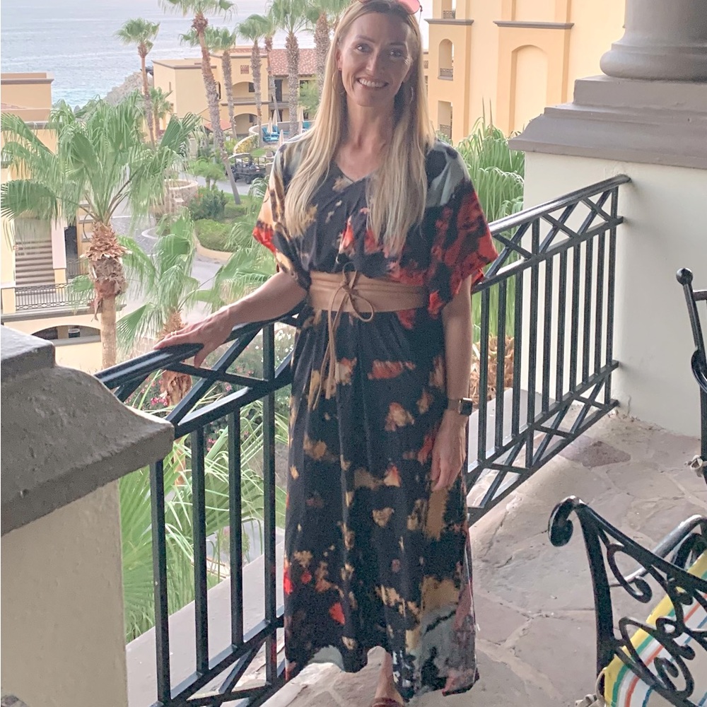 Tie-dye caftan maxi dress